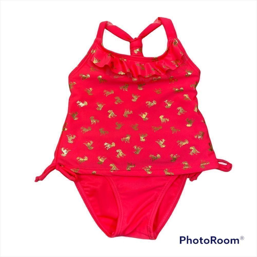 NWT Girls Real Love Brand Pink Unicorn Print Two Piece Bathing Suit‎